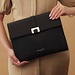 Isabel Bernard Honoré Clara black calfskin leather laptop sleeve with shoulder strap