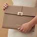 Isabel Bernard Honoré Clara taupe calfskin leather laptop sleeve with shoulder strap