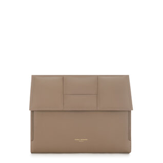 Isabel Bernard Honoré Caroline laptop sleeve in pelle di vitello intrecciato taupe