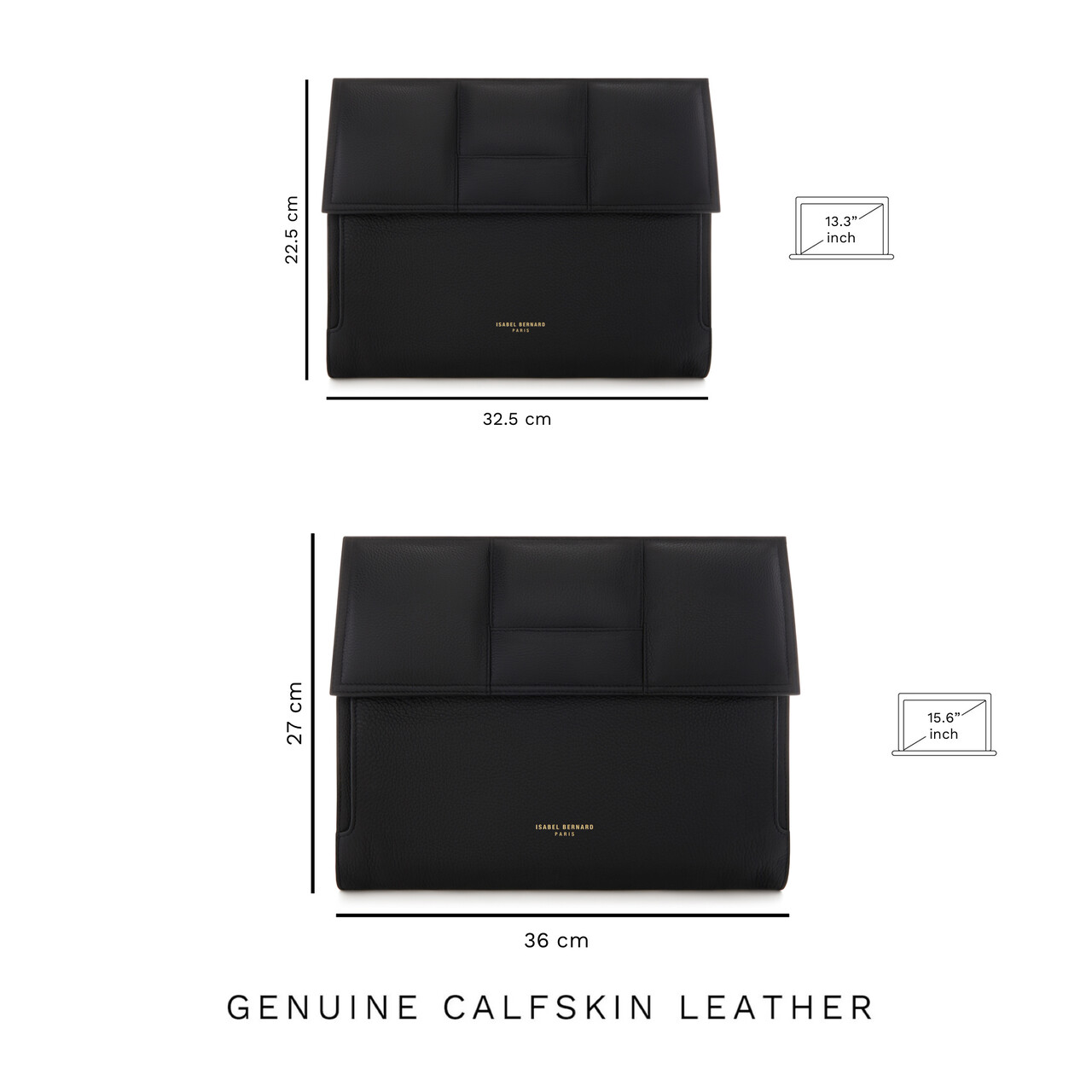 Isabel Bernard Honoré Caroline black braided calfskin leather laptop sleeve