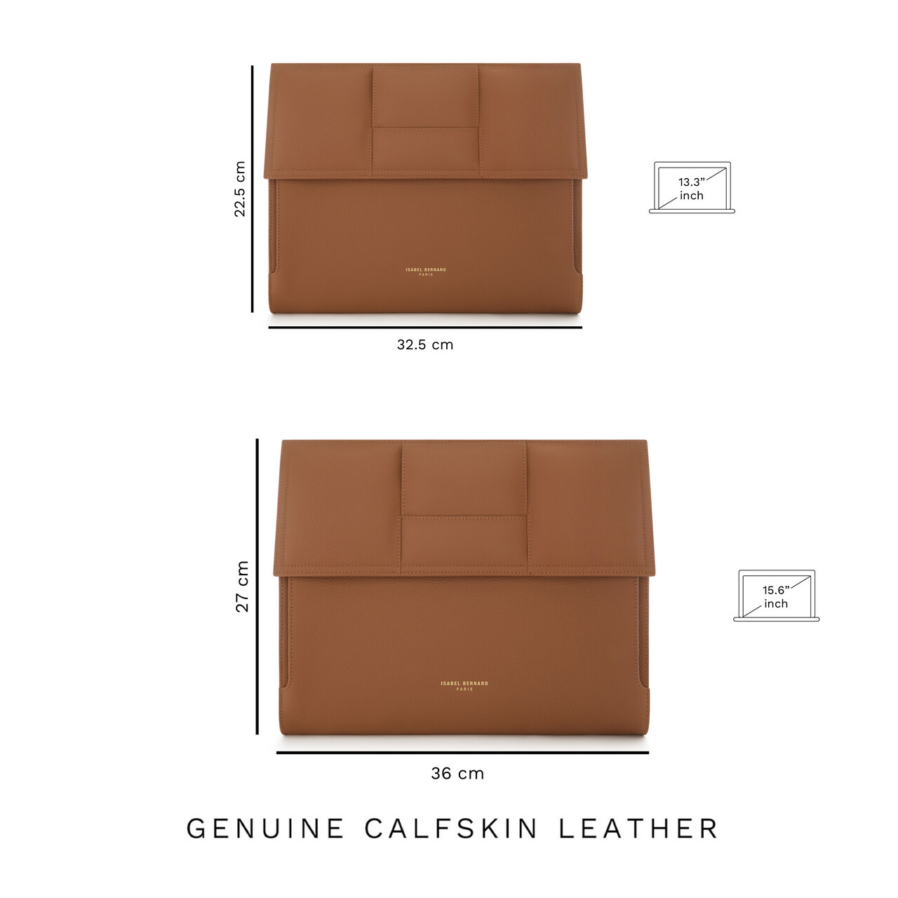 Isabel Bernard Honoré Caroline camel braided calfskin leather laptop sleeve