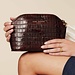 Isabel Bernard Honoré Brunelle croco brown calfskin leather toiletry bag