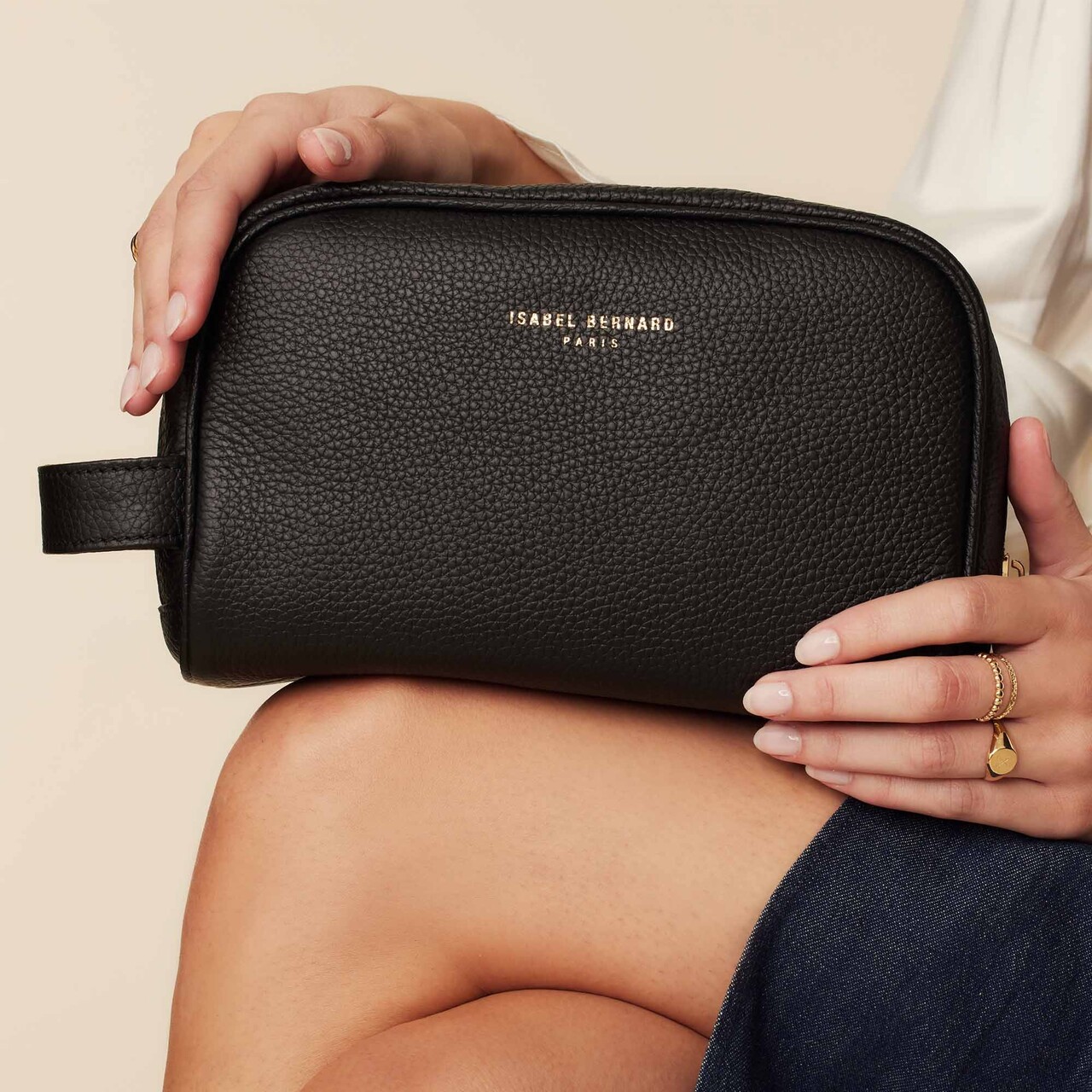 Isabel Bernard Honoré Blaize black calfskin leather toiletry bag