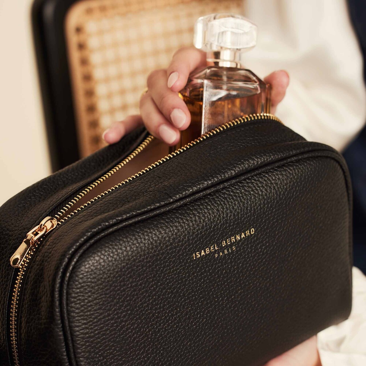 Isabel Bernard Honoré Blaize black calfskin leather toiletry bag