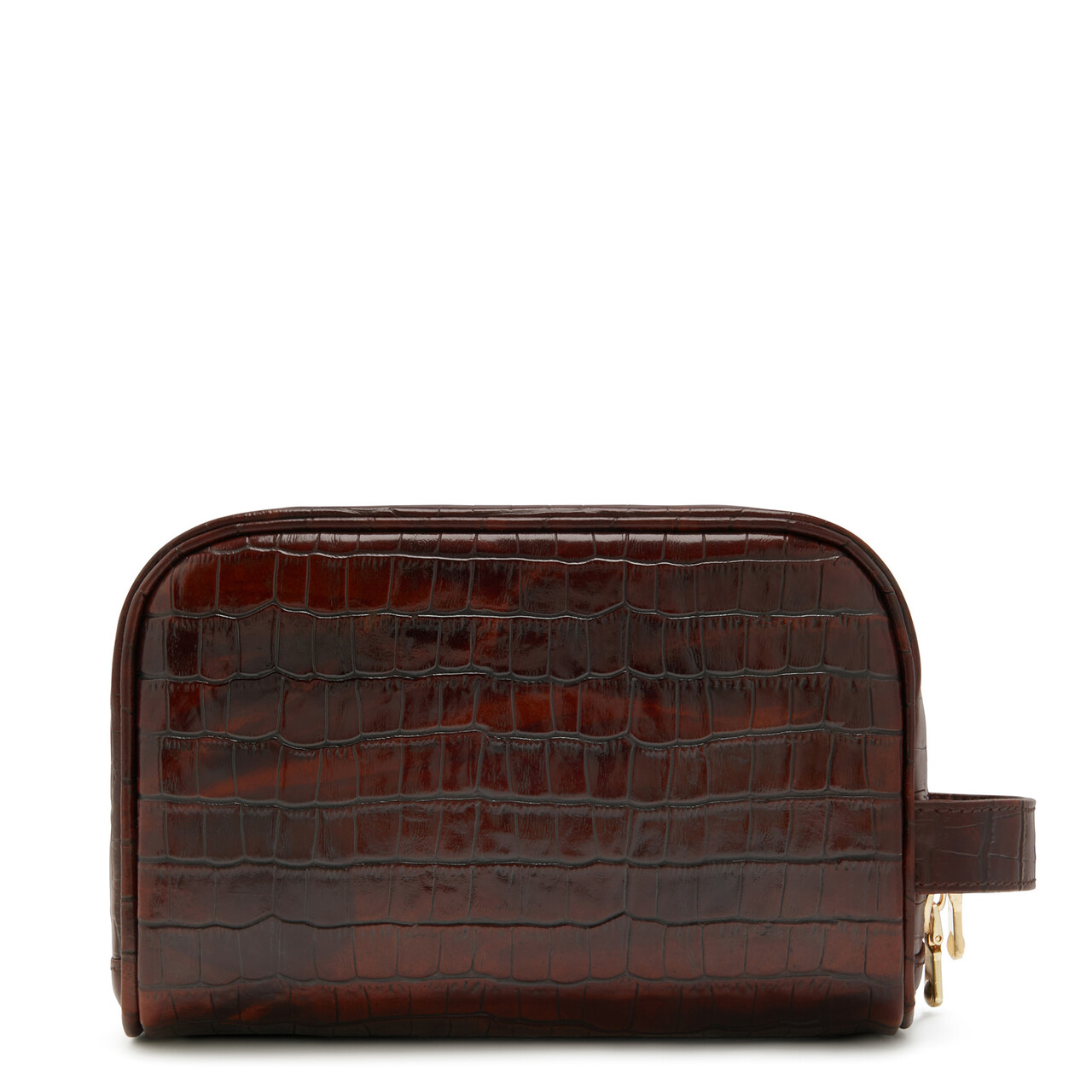 Isabel Bernard Honoré Blaize croco brown calfskin leather toiletry bag