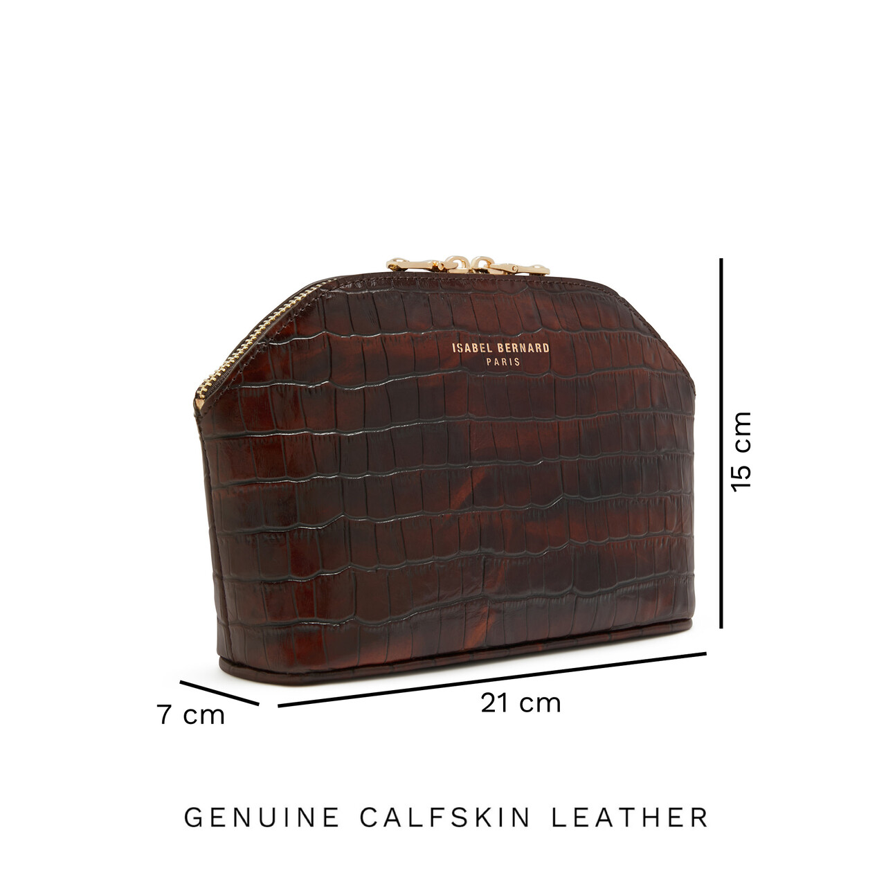 Isabel Bernard Honoré Brunelle croco brown calfskin leather toiletry bag