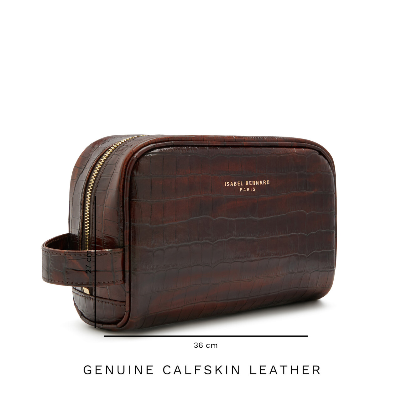 Isabel Bernard Honoré Blaize croco brown calfskin leather toiletry bag