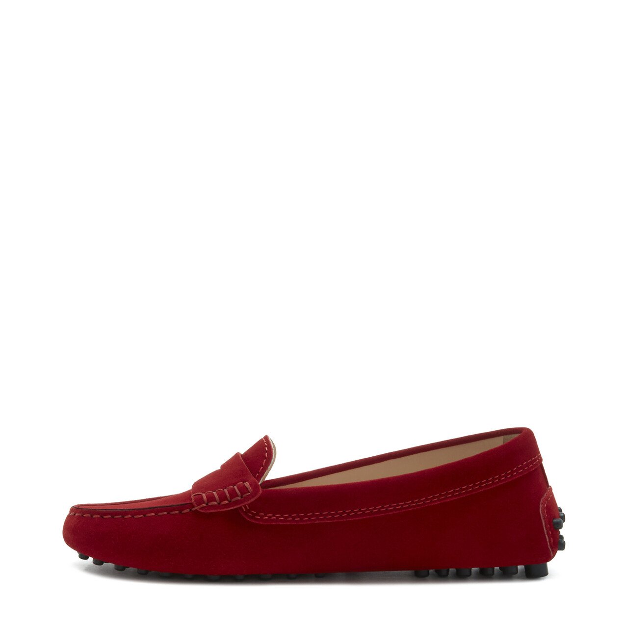 Red suede store driving shoes