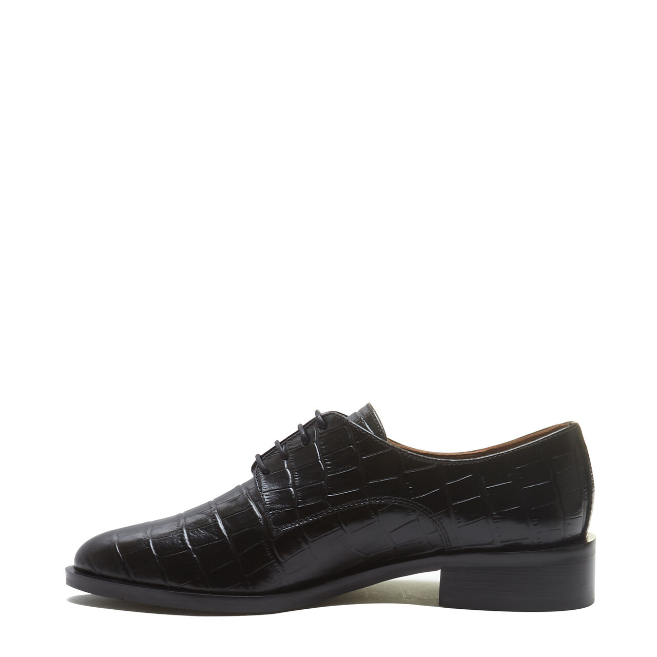 Isabel Bernard Vendôme Ellen croco black calfskin leather lace-up shoes