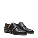 Isabel Bernard Vendôme Sophie croco black calfskin leather double monk shoes