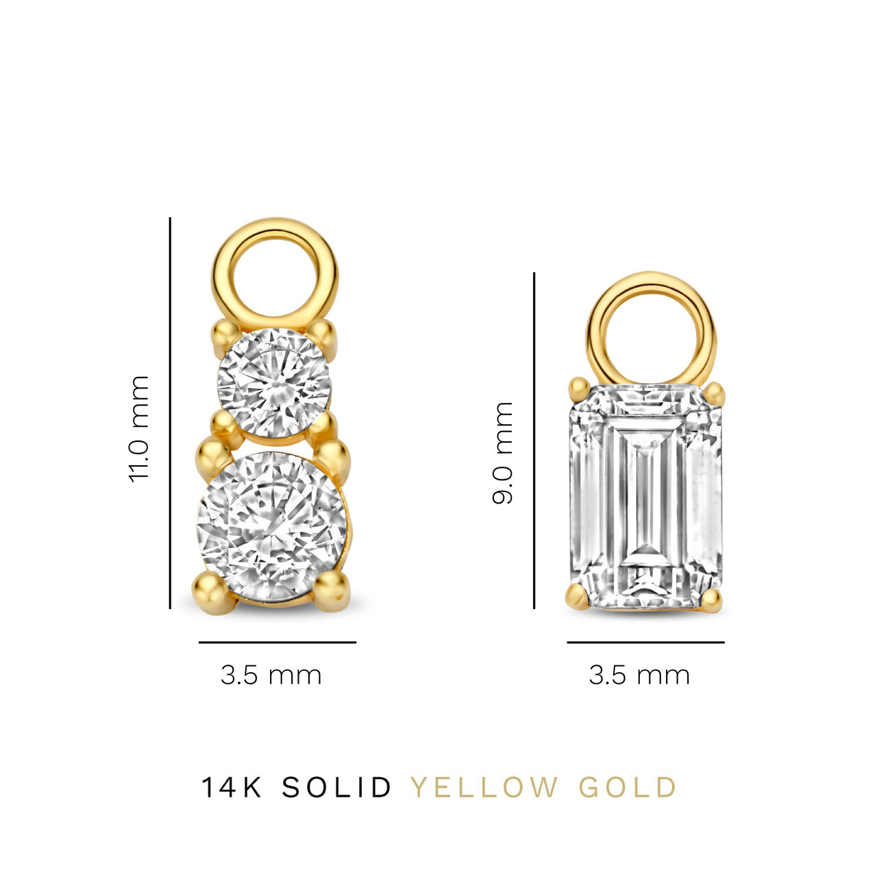 Isabel Bernard Cadeau d'Isabel 14 karat gold four-piece earring charm set with zirconia stones | without hoop earrings