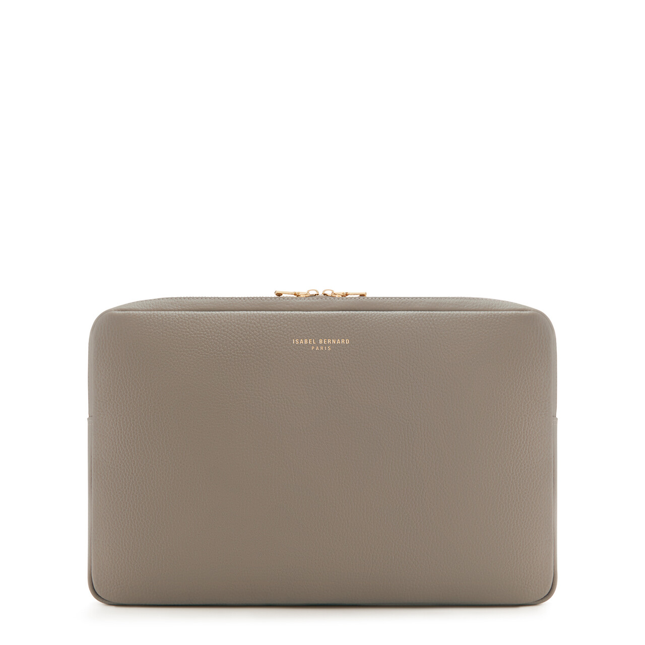 Isabel Bernard Honoré Caress taupe calfskin leather laptop sleeve