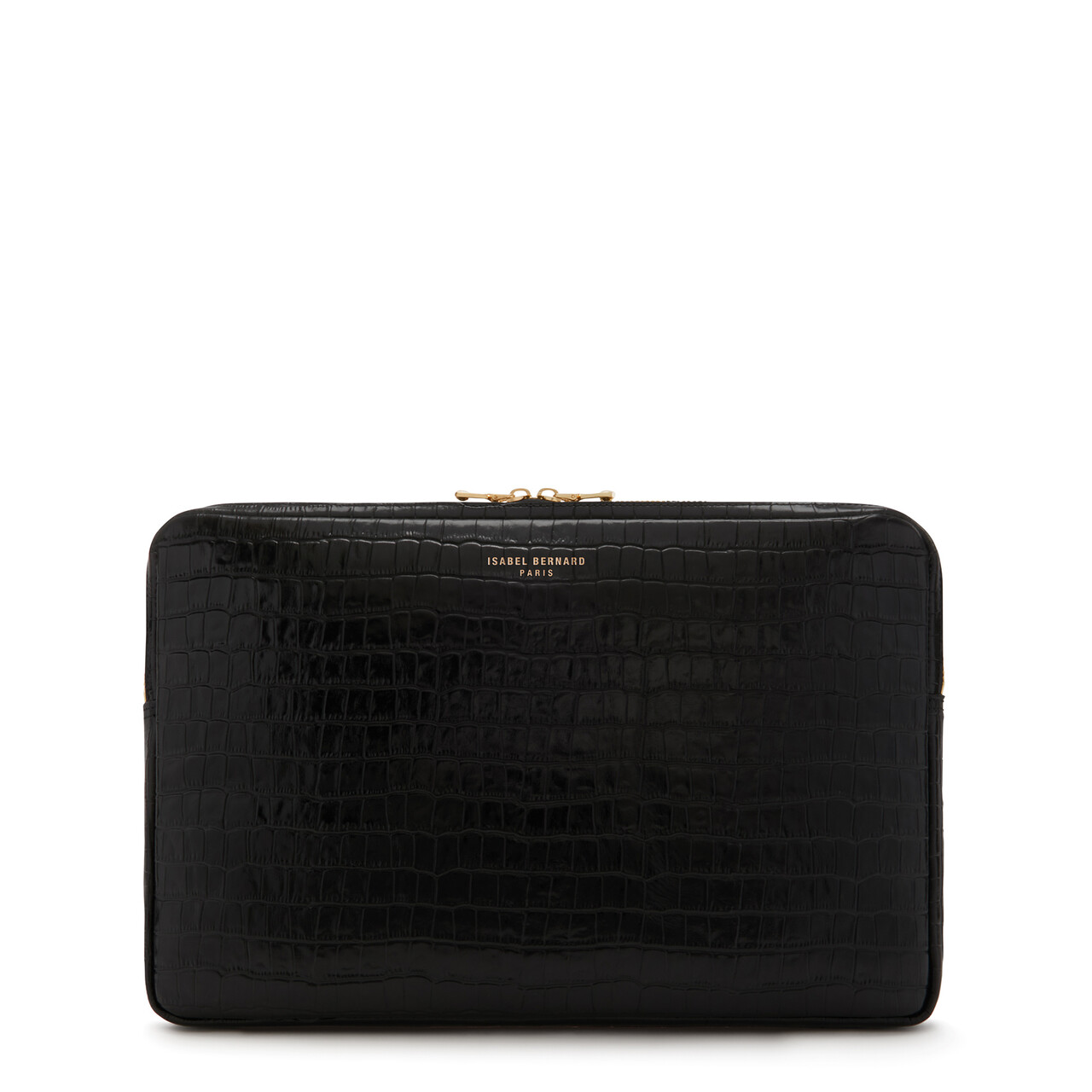 Isabel Bernard Honoré Caress croco black calfskin leather laptop sleeve