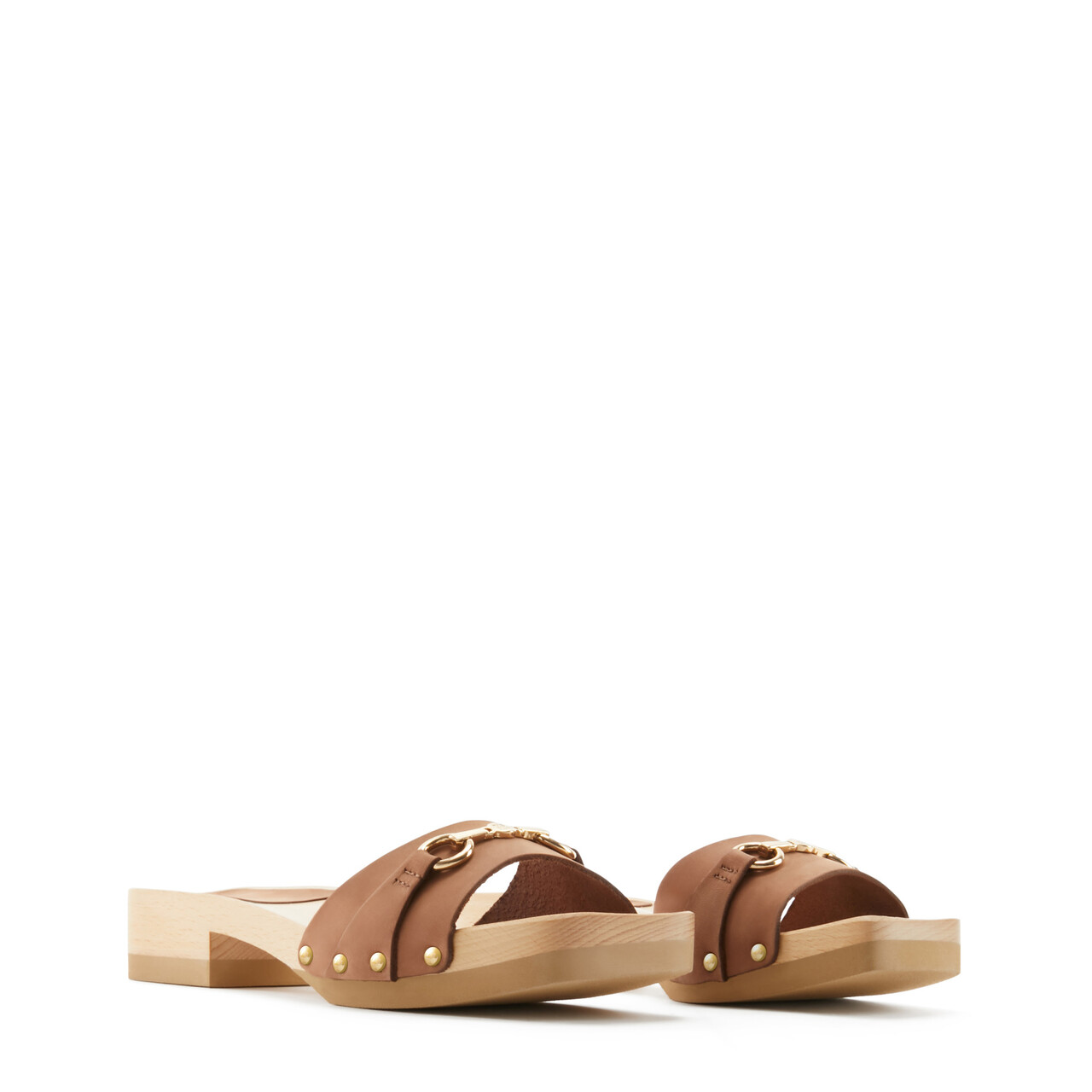 Isabel Bernard Vendôme Dorine brown calfskin leather clogs