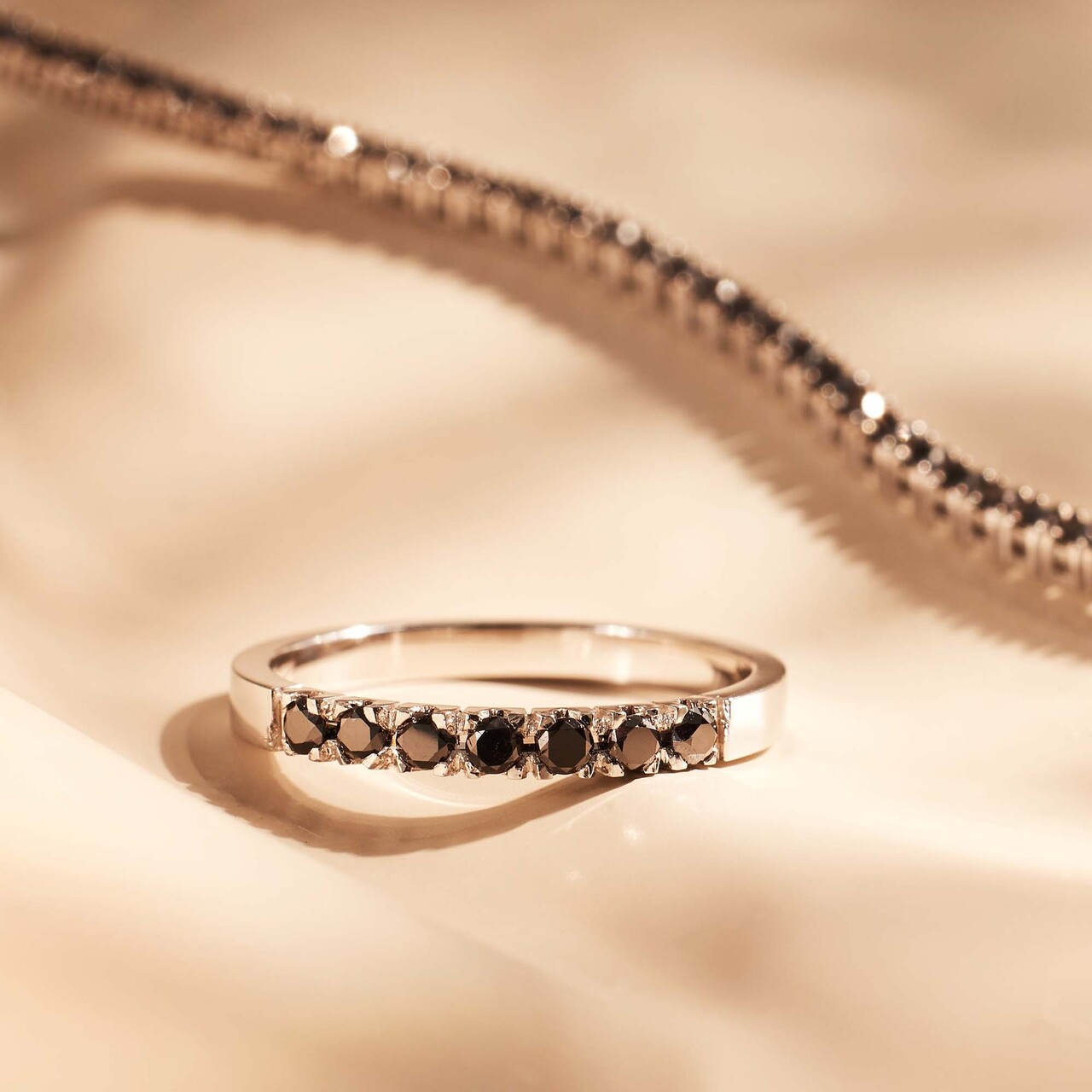 Isabel Bernard De la Paix Cecile 14 karat white gold ring with black diamond 0.28 carat