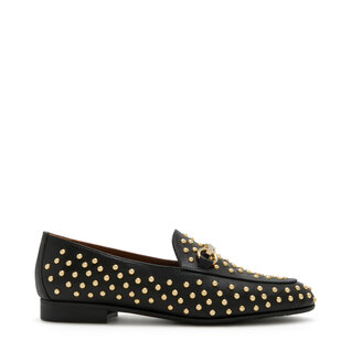 Isabel Bernard Vendôme Fleur black calfskin leather studded loafers