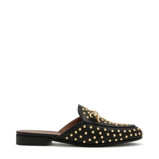 Isabel Bernard Vendôme Fleur zwarte kalfsleren slipper loafers met studs