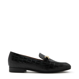 Isabel Bernard Vendôme Fleur croco zwarte leren loafers van kalfsleer