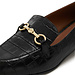 Isabel Bernard Vendôme Fleur croco black calfskin leather loafers