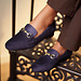 Isabel Bernard Vendôme Fleur blue suede loafers