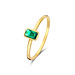 Isabel Bernard Baguette Olivia 14 karaat gouden ring met groene zirkonia steen