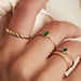 Isabel Bernard Baguette Olivia 14 karaat gouden ring met groene zirkonia steen