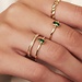 Isabel Bernard Baguette Olivia 14 karaat gouden ring met groene zirkonia steen