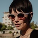 Isabel Bernard La Villette Rosaire sart lyserød ovale solbriller med lyserød linser