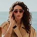 Isabel Bernard La Villette Rosaire sart lyserød ovale solbriller med lyserød linser