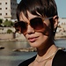 Isabel Bernard La Villette Rene transparant beige firkantede solbriller med bruna linser gradient