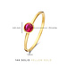 Isabel Bernard Baguette Roux 14 karaat gouden ring met rode zirkonia steen