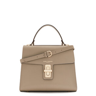 Isabel Bernard Femme Forte Simone Midi taupe en cuir sac a main en cuir de veau