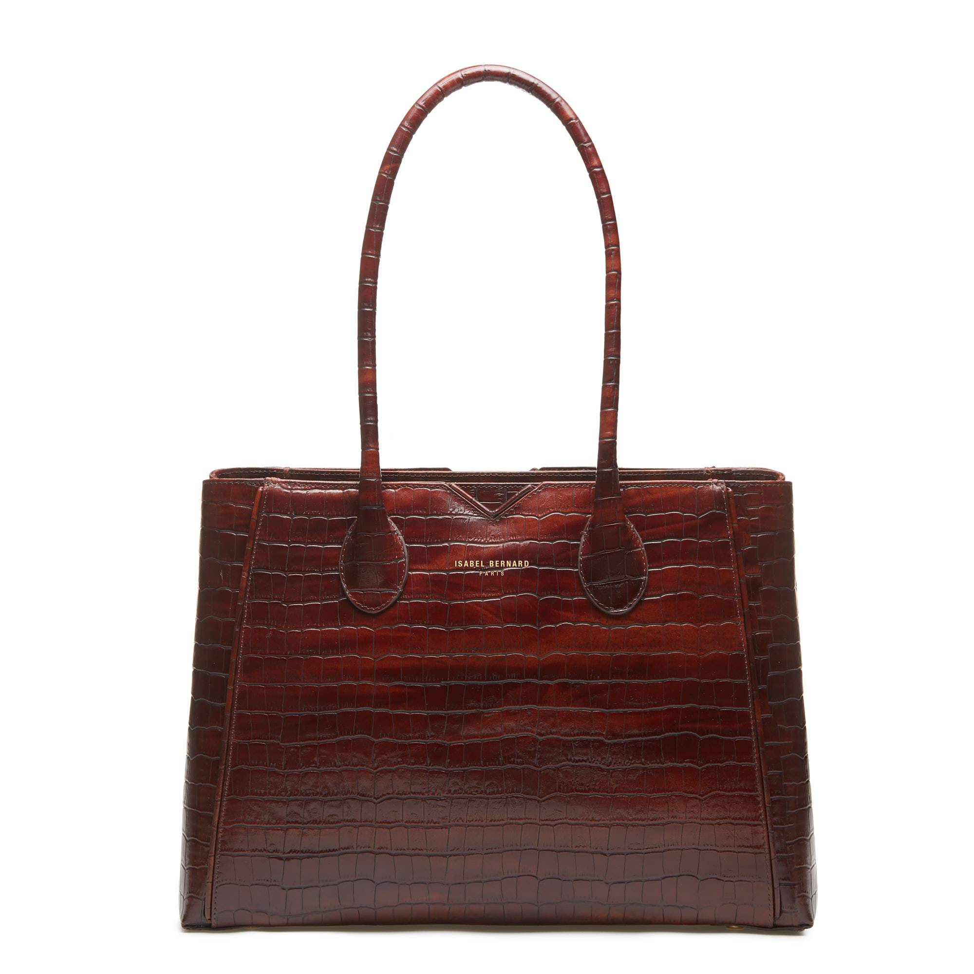 Honoré Cloe croco brown calfskin leather handbag