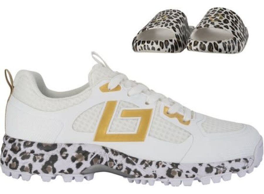 Shoe Tribute White/Gold/Leopard  + Slides
