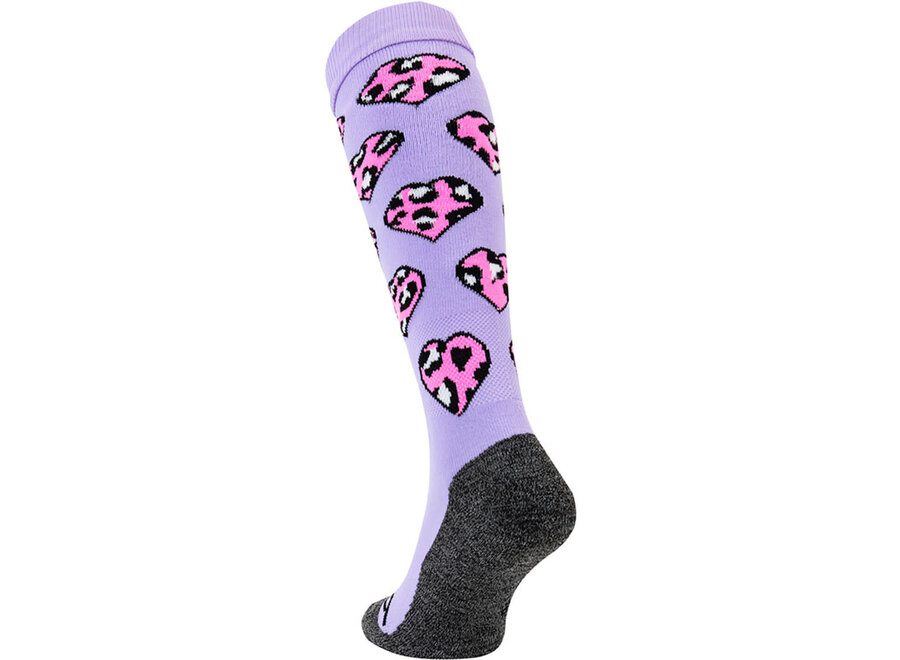 Socks Hearts Purple Cheetah