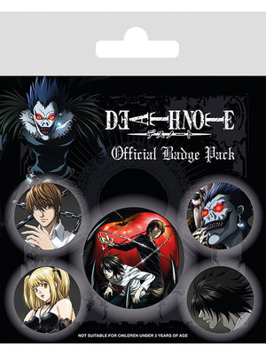 Death Note Characters 5 Badge Pack Buttons