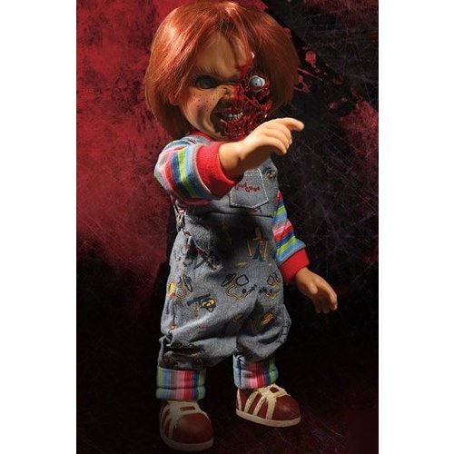 Mezco Toys Childs Play 3 Mega Talking Pizza Face Talking Chucky 38cm Doll Mezco Toys