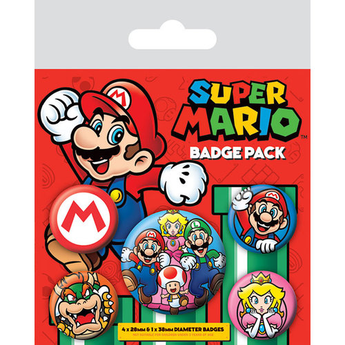 Super Mario 5 Badge Pack Buttons