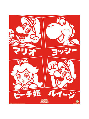 Hole in the Wall Super Mario Japanese Characters Mini Poster 40x50