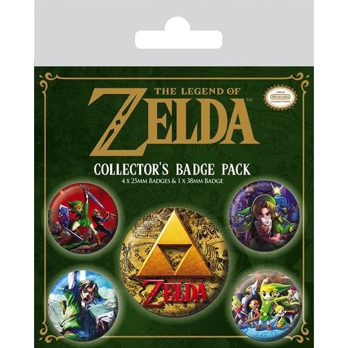 Pyramid Legend of Zelda Classic 5 Badge Pack Buttons