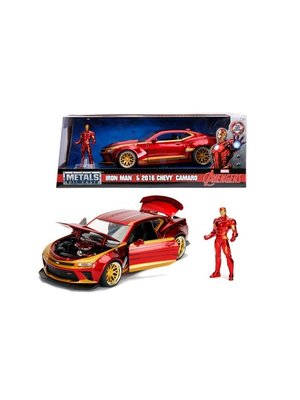 Jada Toys Marvel Avengers 2016 Chevy Camaro + Iron Man Figure 1:24 DieCast Model