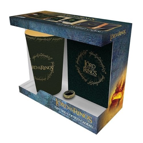 Abystyle The Lord Of The Rings Gift Set 400ml Glass Pin's & Notebook A6
