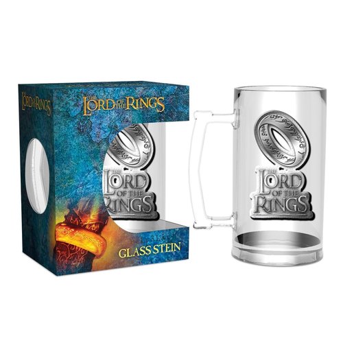 GB Eye Lord of the Rings The One Ring Glass Stein 500ml Metal Badge