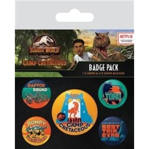 Jurassic World Camp Cretaceaus 5 Badge Pack Buttons Jurassic World Camp Cretaceaus 5 Badge Pack Buttons