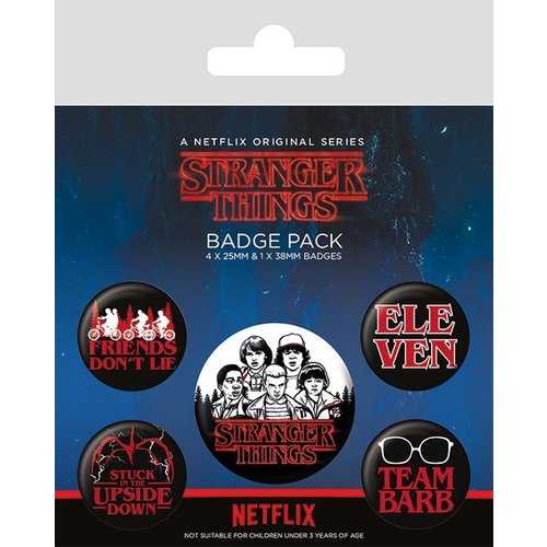 Stranger Things Characters 5 Badge Pack Buttons Stranger Things Characters 5 Badge Pack Buttons