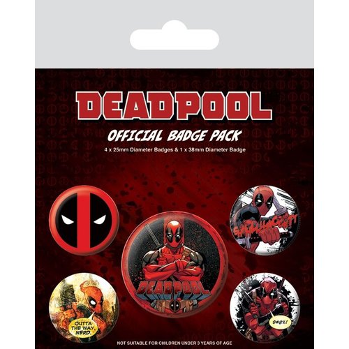Marvel Deadpool 5 Badge Pack Buttons Marvel Deadpool 5 Badge Pack Buttons