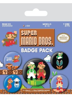Pyramid Super Mario Bros 5 Badge Pack Buttons