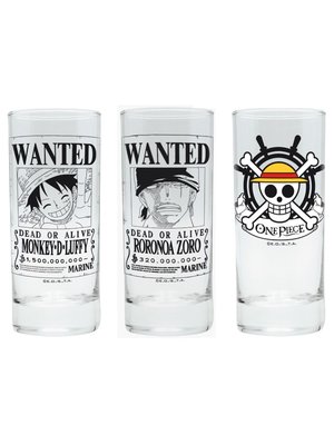 Abystyle One Piece Luffy Zoro & Skull 3 Glasses Set