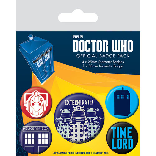 Pyramid Doctor Who 5-Badge Pack Exterminate