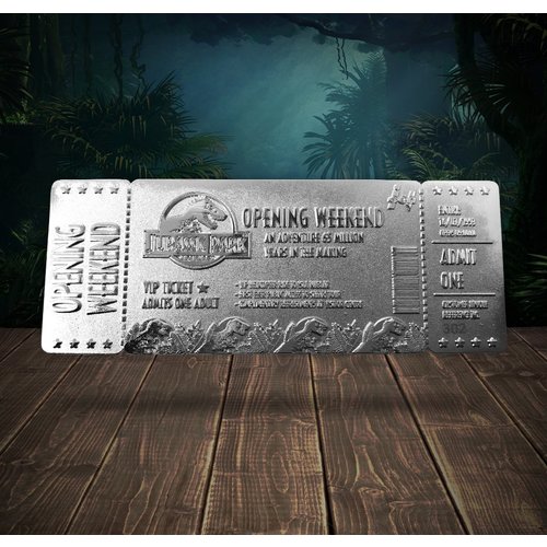 Fanattik JURASSIC PARK Opening Weekend Silver Plated Collector Ticket Fanattik JURASSIC PARK Opening Weekend Silver Plated Collector Ticket